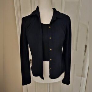 Open Edit Pajama‎ Set 3 Piece Womens Size Small Black Soft Sleepwear